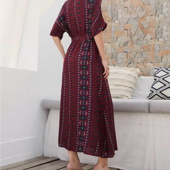 Maroon Patterned Long Sleeve Dress. Brand New. - Picture 2 of 5